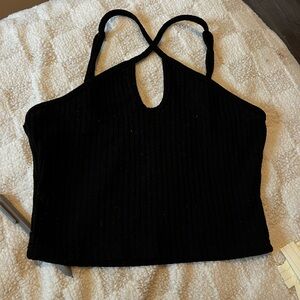 Black Ribbed Women's Top